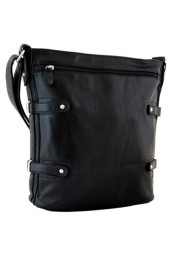 Moderni crossbody kabelka pres telo s velkou kapsou vepredu cerna K-107-1